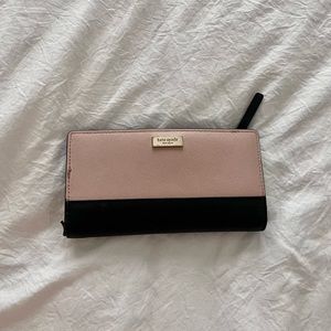 Kate Spade | Pink & Black Spencer Slim Bifold Leather Wallet